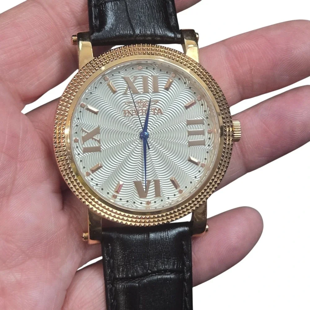 Invicta Vintage Collection Watch 25757 Rose Gold Case Croc Leather Band